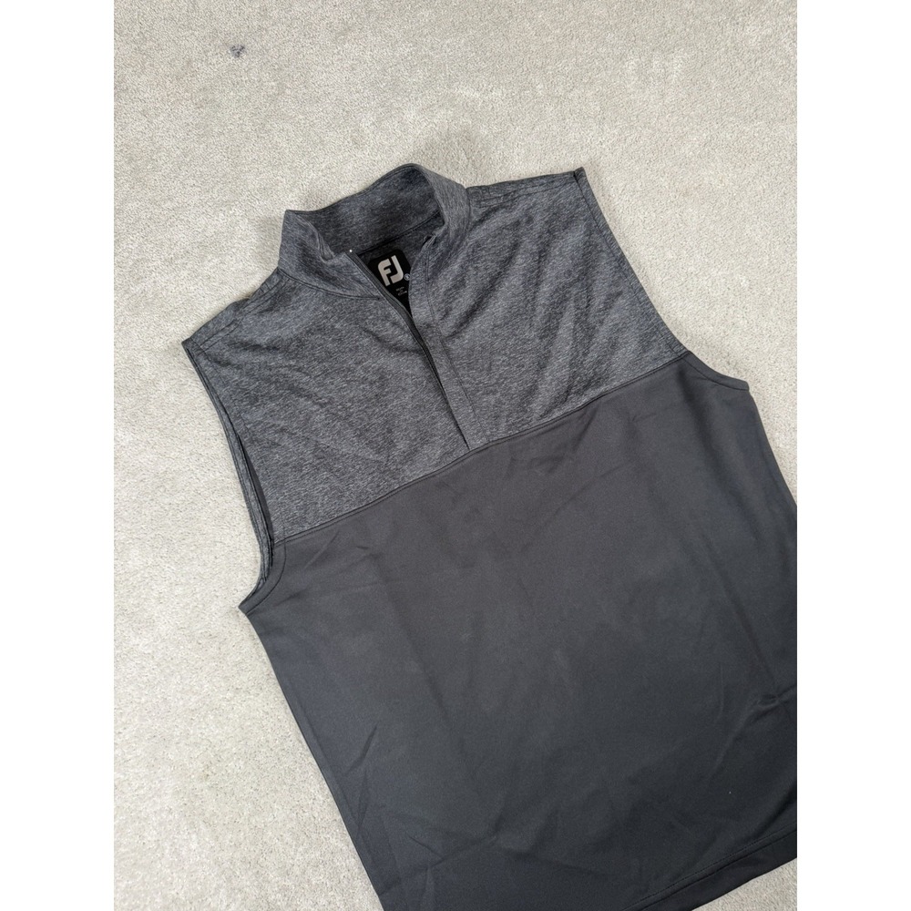 FootJoy FJ Heather Yoke 1/2 Zip Vest Mens  Small Black/Grey 4-Way Stretch NEW